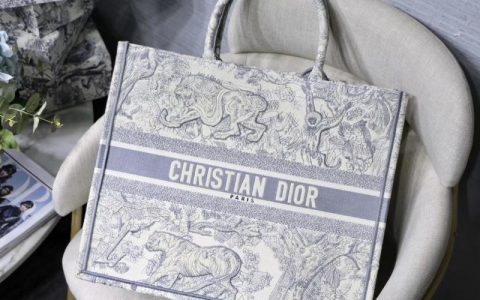 Dior迪奥 M1286  Book Tote老花系列帆布刺绣购物袋