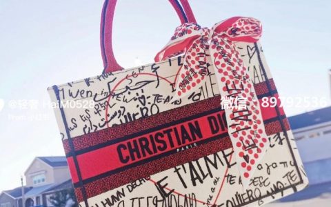 Dior迪奥七夕情人节包刺绣帆布购物袋手提包