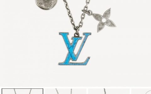 LV/路易威登Pendant Chain LV Turquoise 项链  经典 LV 字母取材石料